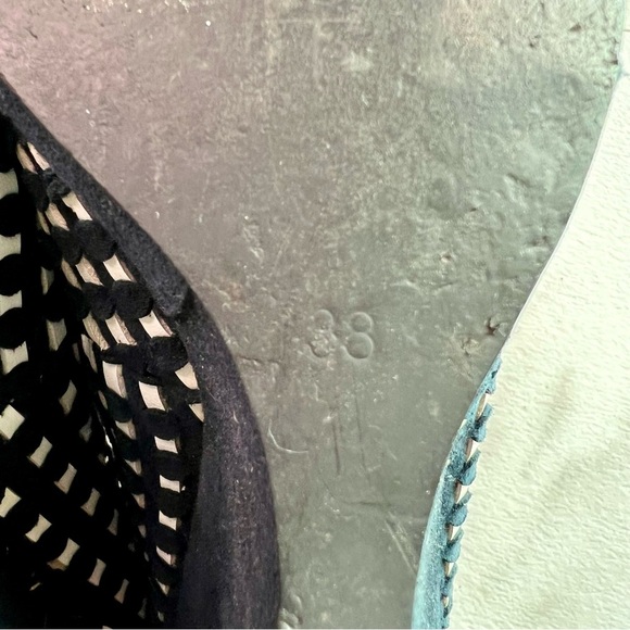 Duex lux vintage y2k suede black woven checkered peep toe wedge size 38 black - Picture 11 of 12